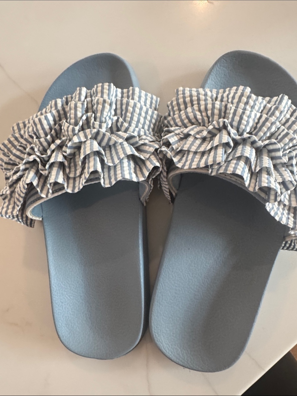H&M Girls Blue Ruffle Slide Sandals